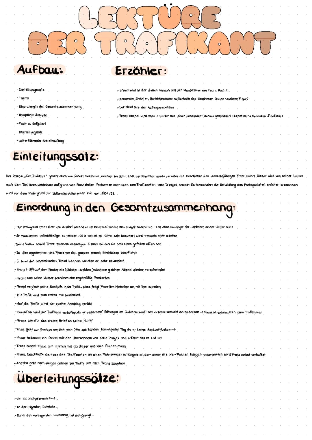 Der Trafikant - Zusammenfassung, Analyse & Interpretation für die Klausur