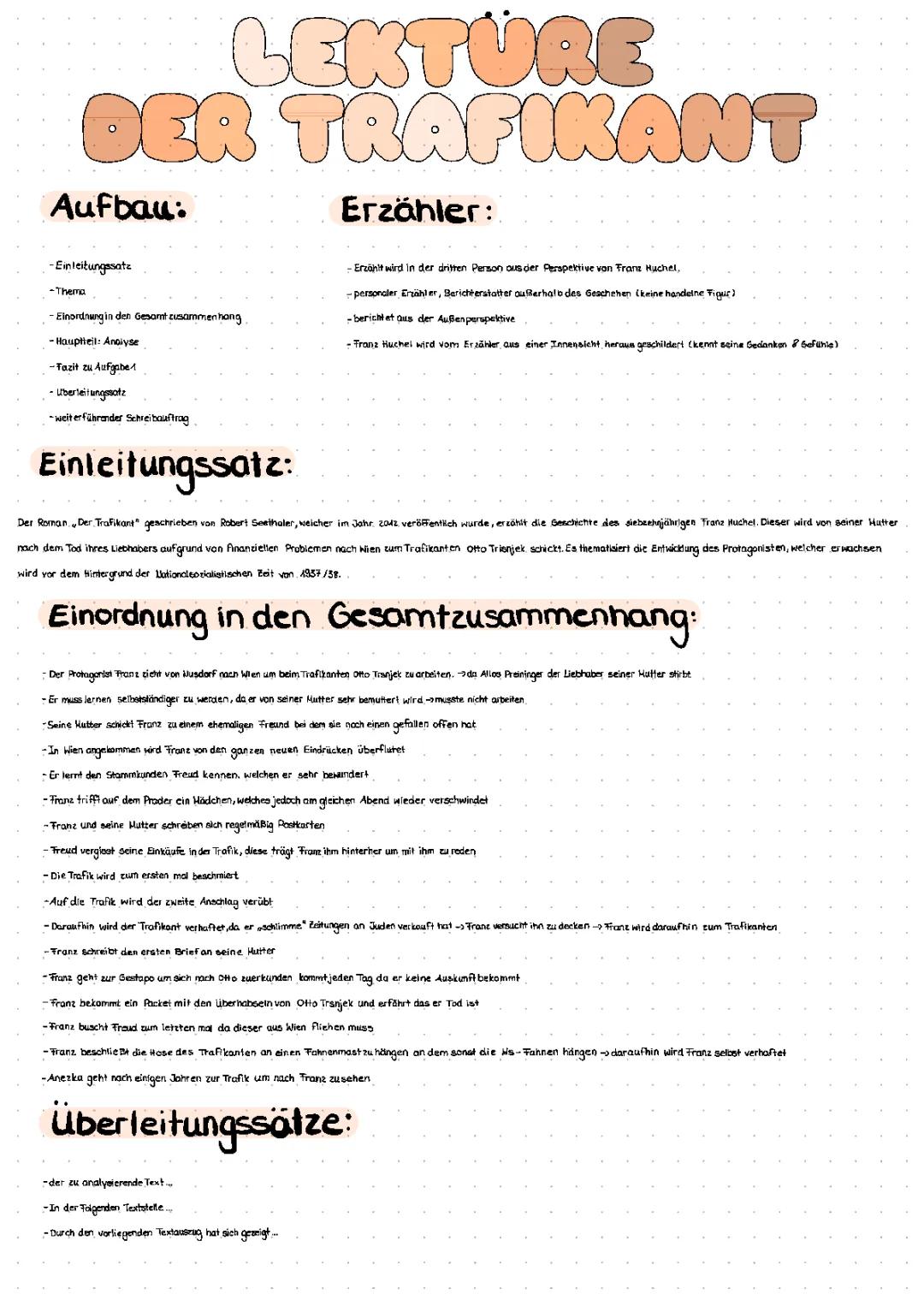 Der Trafikant - Zusammenfassung, Analyse & Interpretation für die Klausur