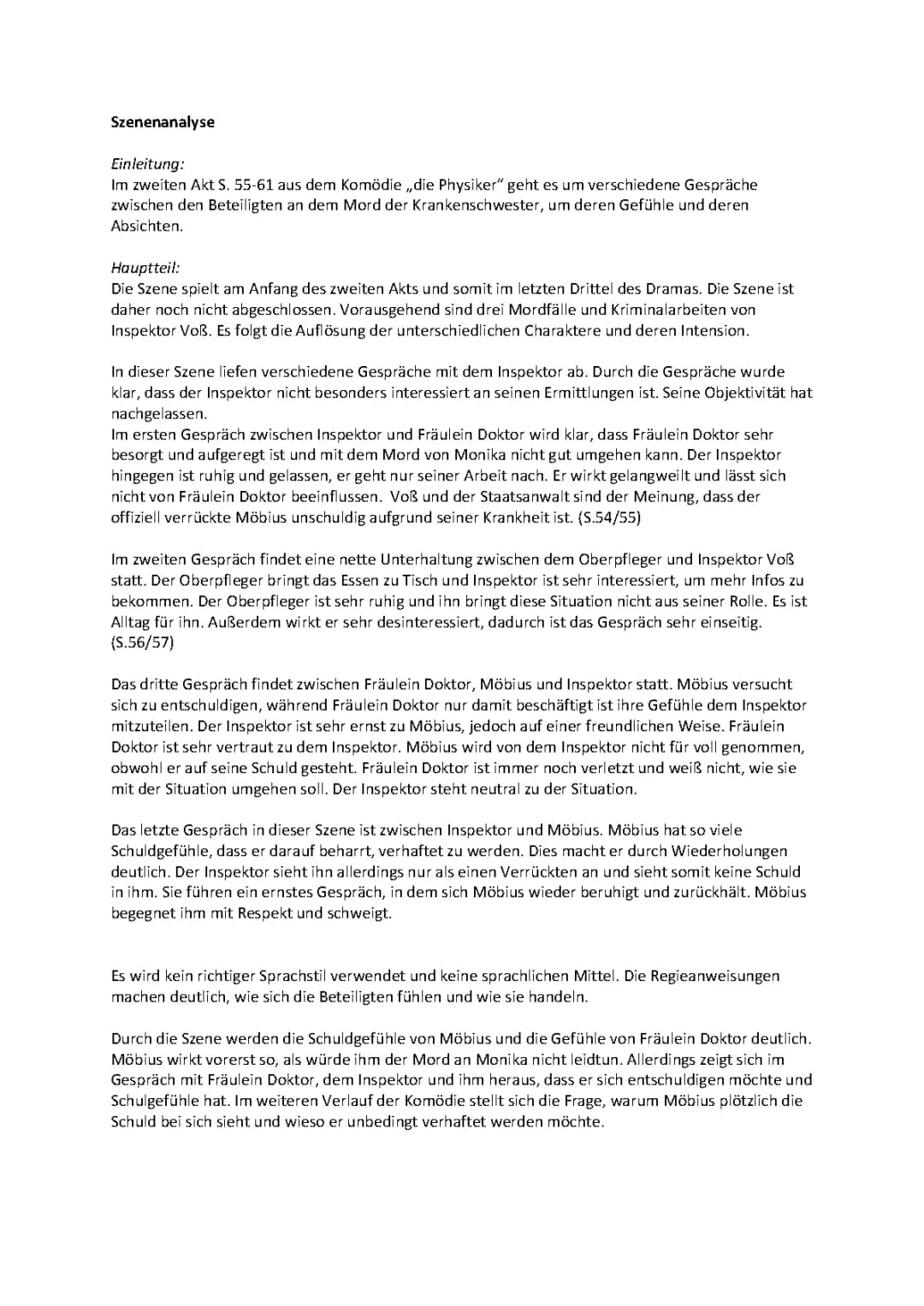 Szenenanalyse „Die Physiker“