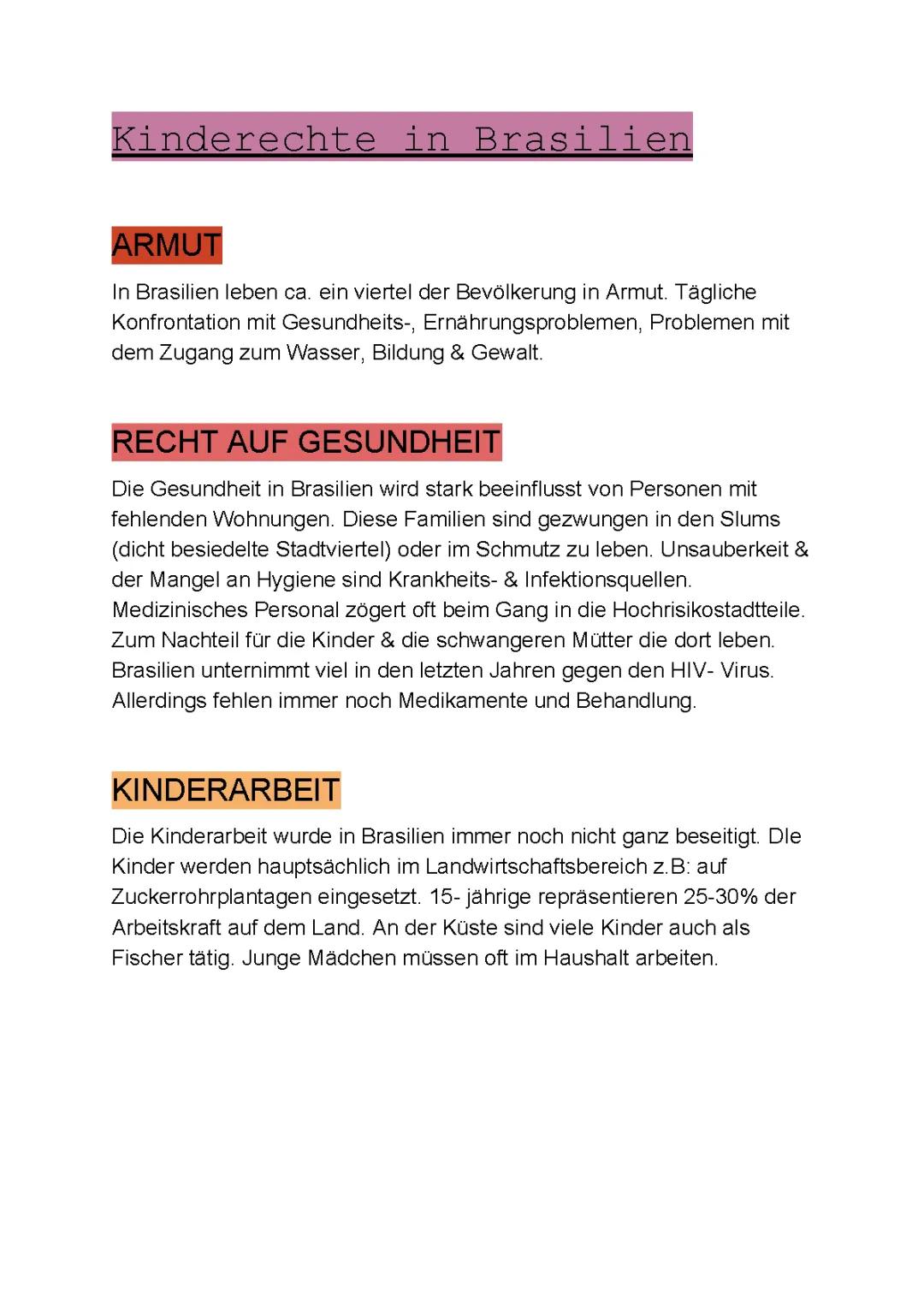 Kinderrechte und wie Kinder in Brasilien leben