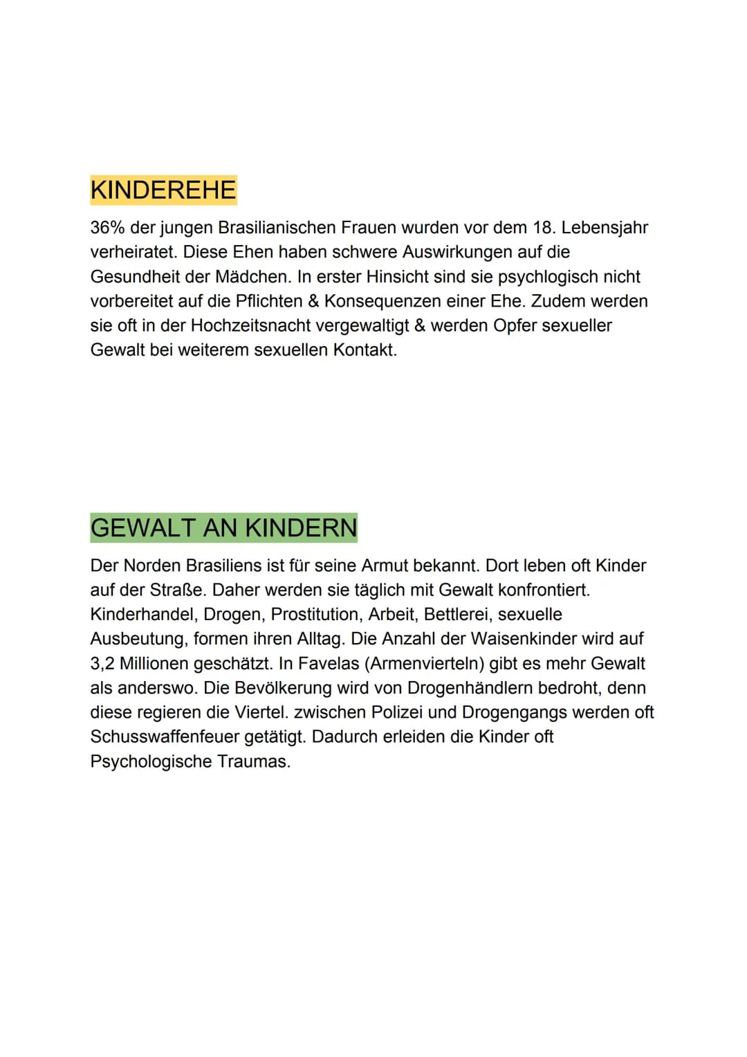 Kinderechte in Brasilien
ARMUT
In Brasilien leben ca. ein viertel der Bevölkerung in Armut. Tägliche
Konfrontation mit Gesundheits-, Ernähru