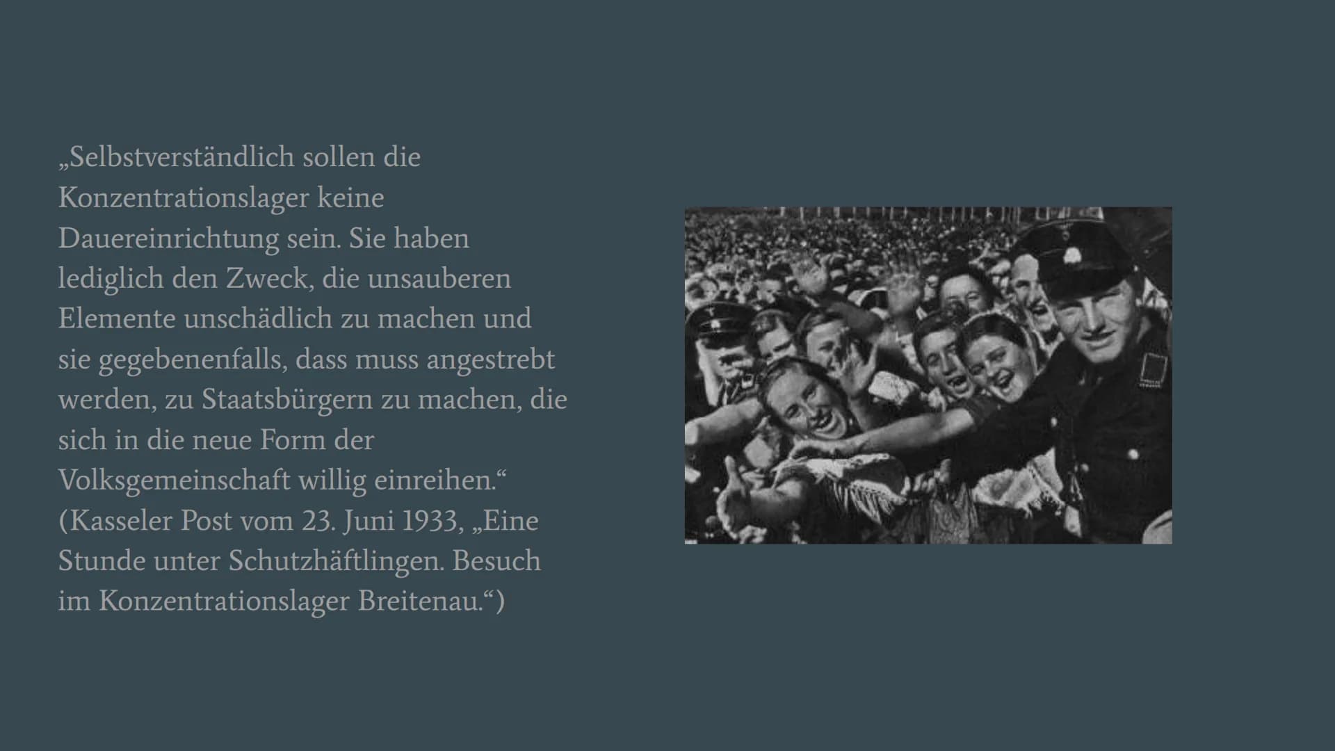 Solche Artikel über die ersten Konzentrationslager waren übrigens keine Seltenheit.
Die Verfolgung der politischen Gegner und die Einrichtun