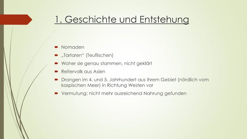
<p>Die Hunnen, auch bekannt als "Tartaren" oder "Teuflischen", sind ein Nomadenvolk, dessen genaue Herkunft bis heute nicht vollständig gek