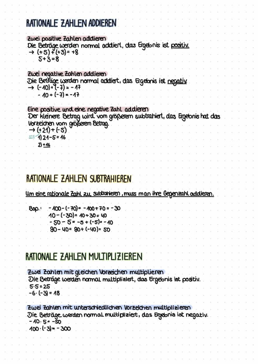 N= natürliche Zahlen (→nur ganze, positive Zahlen)
0; 1; 2; 3;....
Z= ganze Zahlen (→ alle ganzen
...;-2;-1; 0; 1; 2;....
RATIONALE ZAHLEN
Q