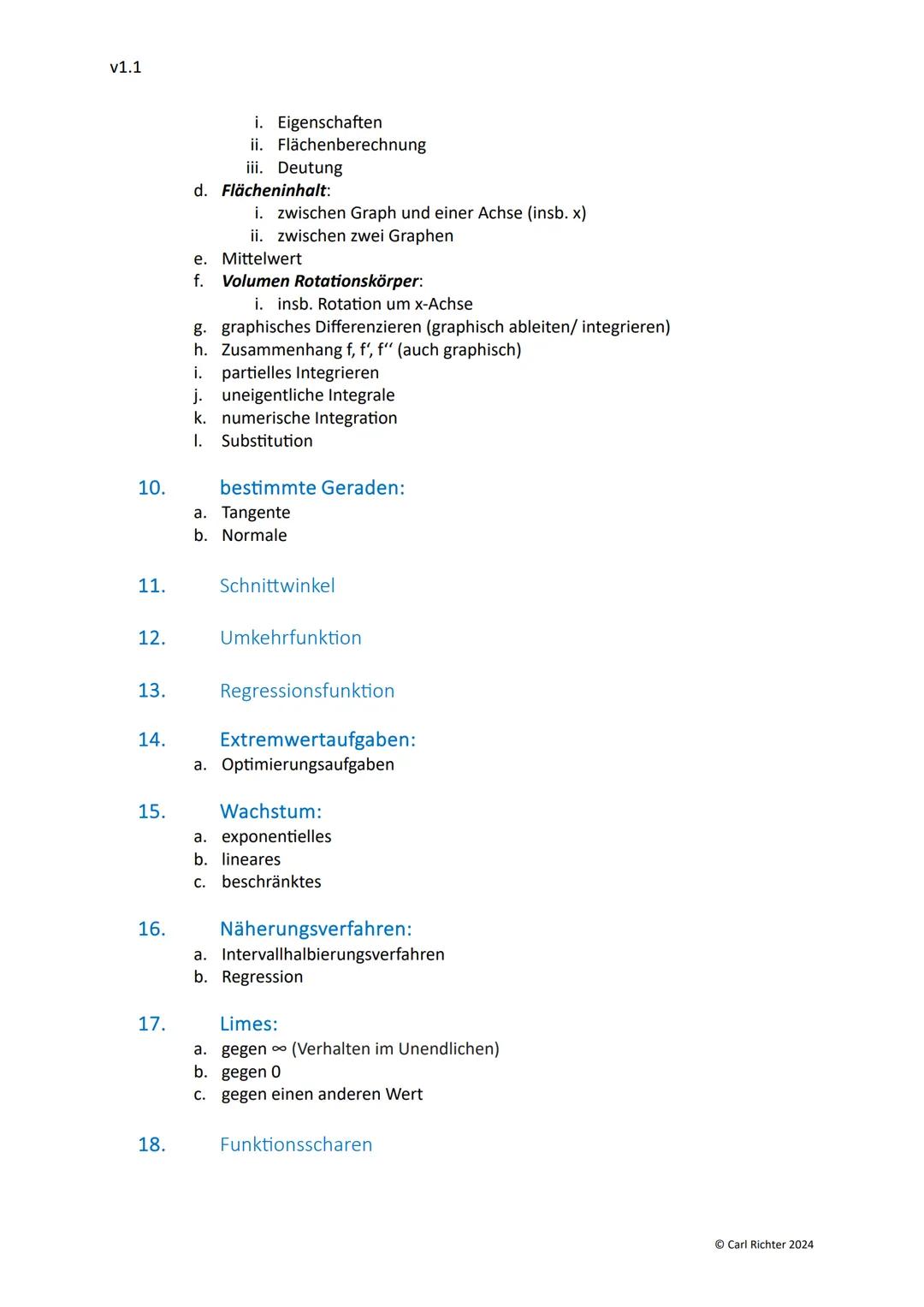 v1.1

# Mathematik Leistungskurs Abitur 2024
eine vollständige Themenliste

# 1. Analysis

1. Grundwissen:
a. Definitionsbereich
b. Werteber