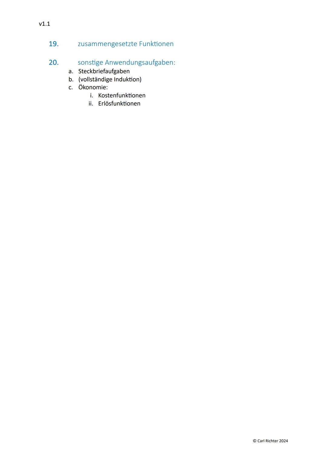 v1.1

# Mathematik Leistungskurs Abitur 2024
eine vollständige Themenliste

# 1. Analysis

1. Grundwissen:
a. Definitionsbereich
b. Werteber