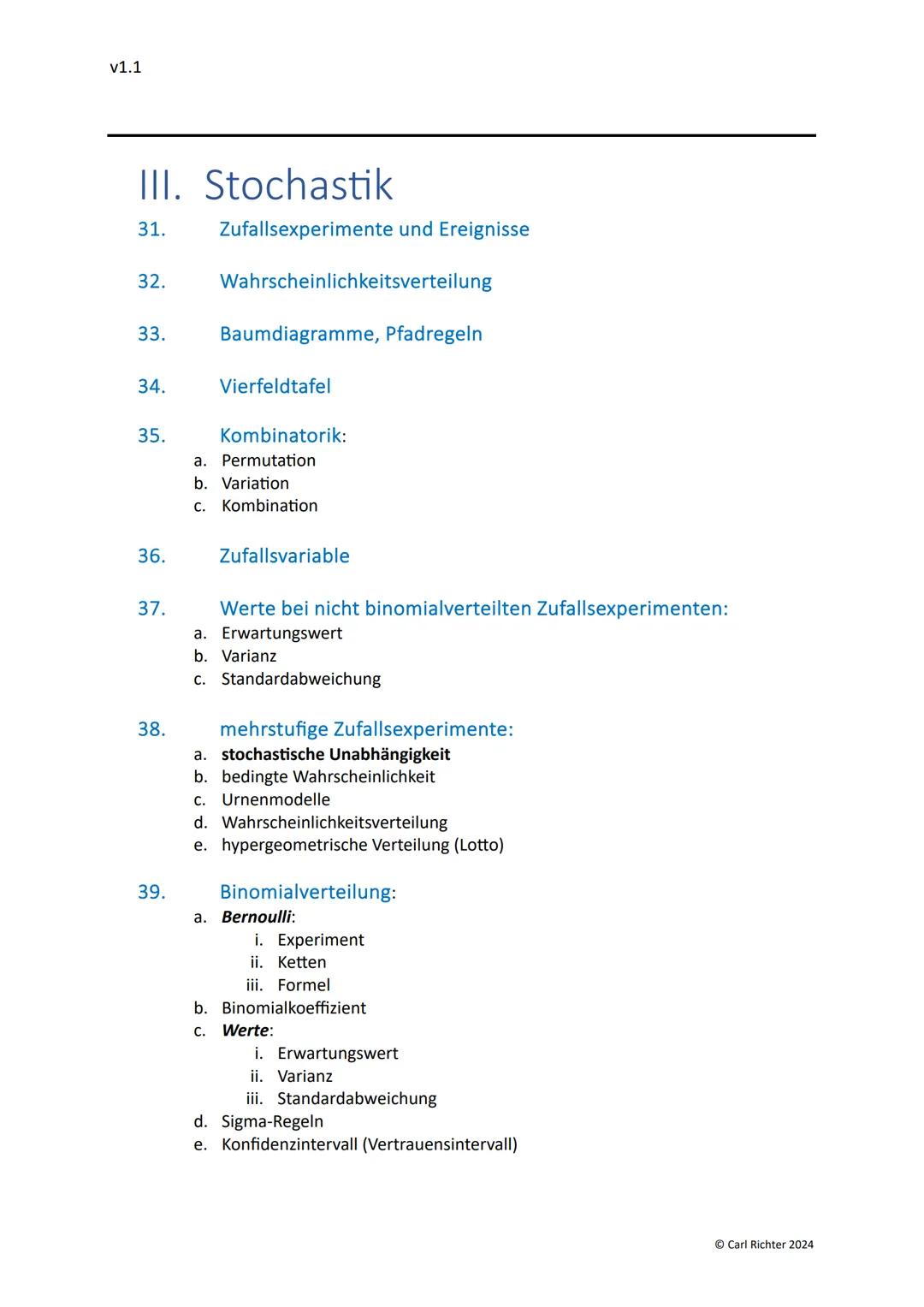 v1.1

# Mathematik Leistungskurs Abitur 2024
eine vollständige Themenliste

# 1. Analysis

1. Grundwissen:
a. Definitionsbereich
b. Werteber