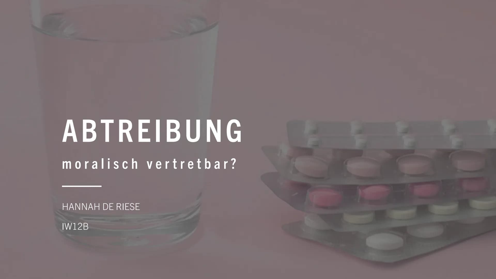 EMBRYO
12.SSW ABTREIBUNG
moralisch vertretbar?
HANNAH DE RIESE
IW12B INHALTSVERZEICHNIS
1. Allgemeines
2. Rechtliche Grundlagen
3. Gründe fü