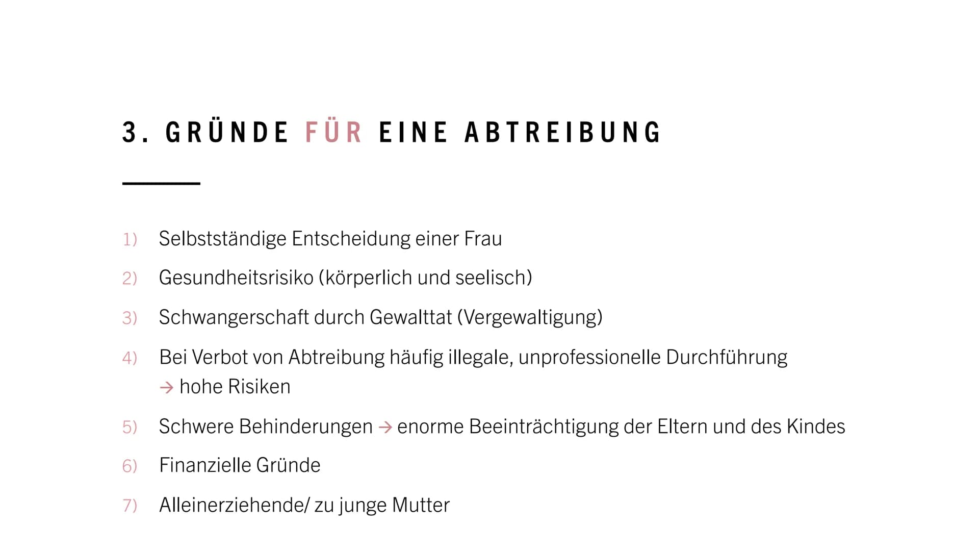 EMBRYO
12.SSW ABTREIBUNG
moralisch vertretbar?
HANNAH DE RIESE
IW12B INHALTSVERZEICHNIS
1. Allgemeines
2. Rechtliche Grundlagen
3. Gründe fü