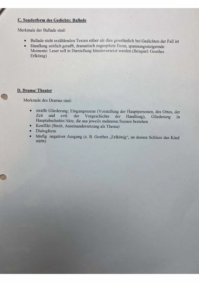 Einige literarische Gattungen - Merkmale (Handreichung für die Schüler)
A. Epik
Anekdote:
kurz, knapp
● unterhaltsam
● heiter, humorvoll
●
●
