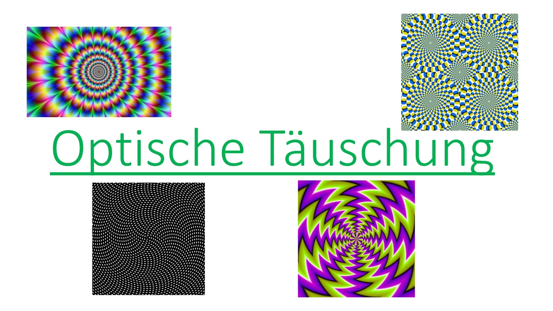 (O)
Optische Täuschung • Was ist eine optische Täuschung
Was gibt es für Arten
●
• Wie entstehen optische Täuschungen
Fata Morgana
●
Glieder