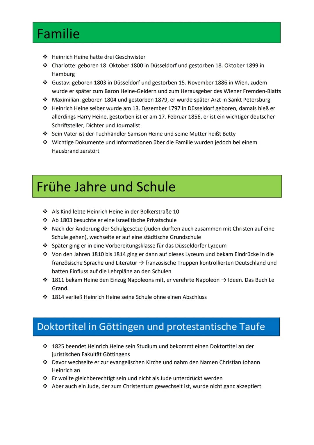 Familie
Heinrich Heine hatte drei Geschwister
Charlotte: geboren 18. Oktober 1800 in Düsseldorf und gestorben 18. Oktober 1899 in
Hamburg
Gu