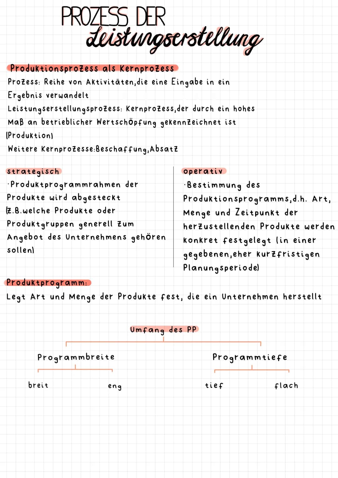 Produktionsprozess als Kernprozess
Prozess: Reihe von Aktivitäten, die eine Eingabe in ein
Ergebnis verwandelt
PROZESS DER
Leistungserstellu