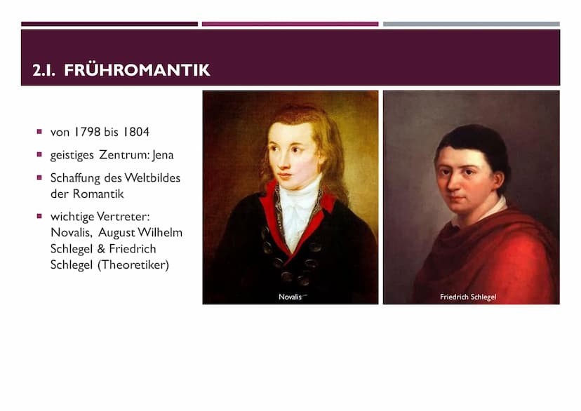 DIE ROMANTIK
(CA. 1795-1835) GLIEDERUNG
Kreidefelsen auf Rügen (1818)
I. Allgemeine Informationen
2.
Zeit & Einteilung
1. Frühromantik
2. Ho