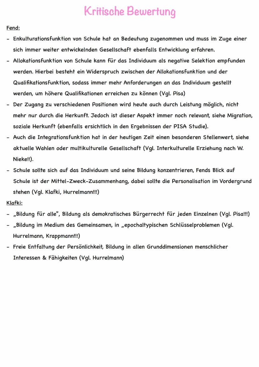 -
Funktionen von Schule nach Fend
Wir leben in einer Leistungs- und Wissensgesellschaft, in welcher der schulischen Bildung
ein hoher Stelle