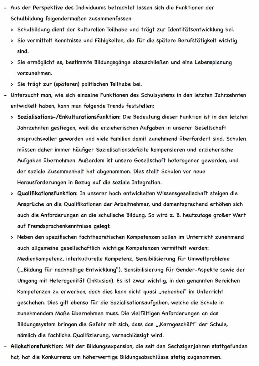 -
Funktionen von Schule nach Fend
Wir leben in einer Leistungs- und Wissensgesellschaft, in welcher der schulischen Bildung
ein hoher Stelle