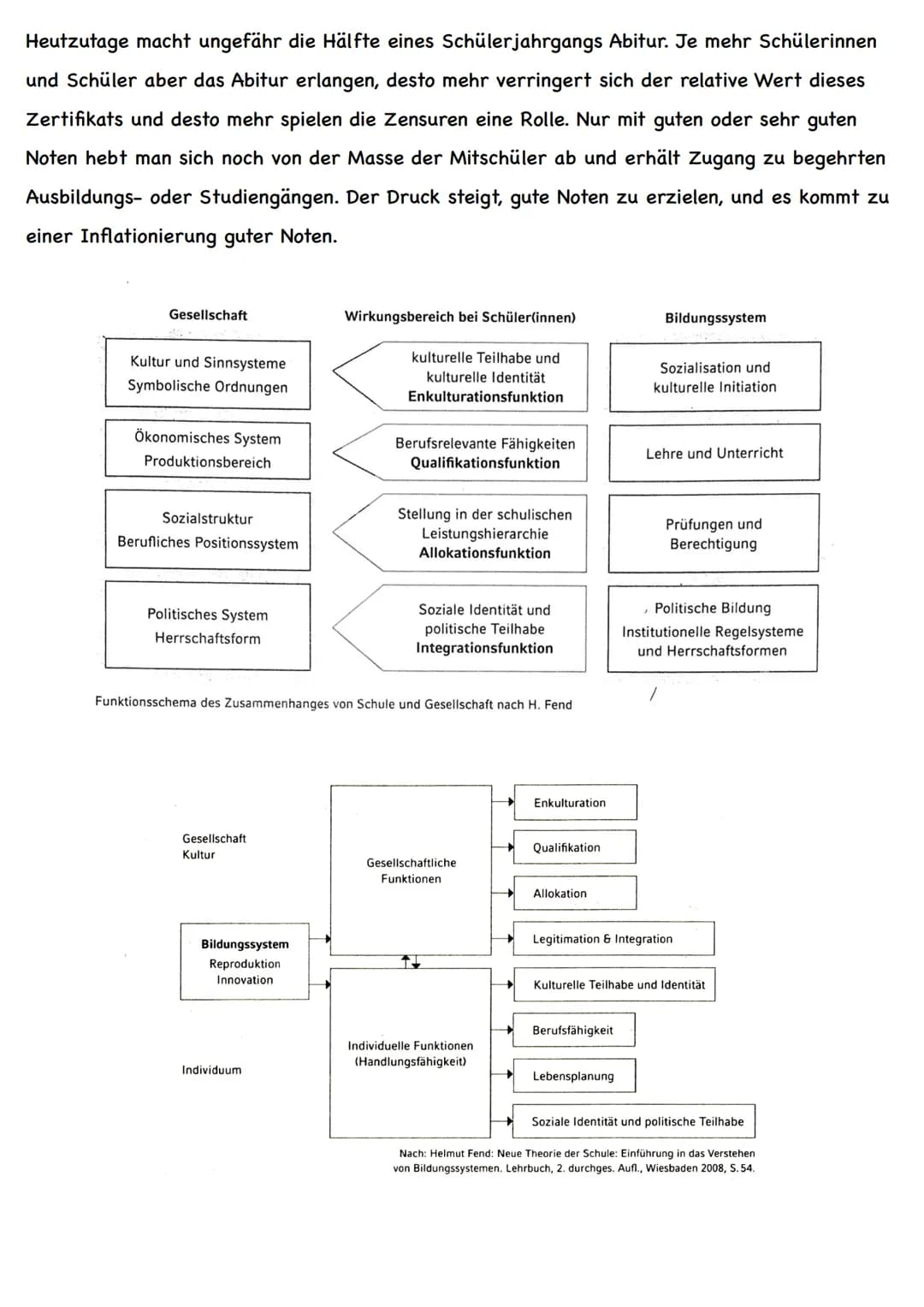 -
Funktionen von Schule nach Fend
Wir leben in einer Leistungs- und Wissensgesellschaft, in welcher der schulischen Bildung
ein hoher Stelle