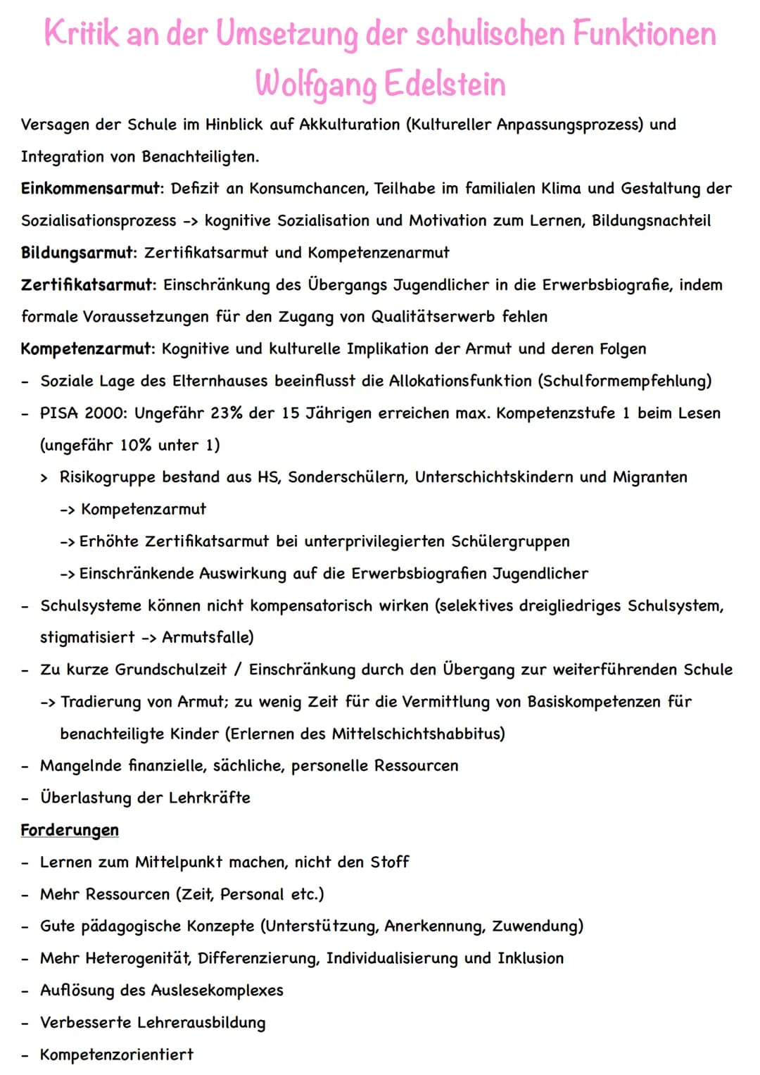 -
Funktionen von Schule nach Fend
Wir leben in einer Leistungs- und Wissensgesellschaft, in welcher der schulischen Bildung
ein hoher Stelle