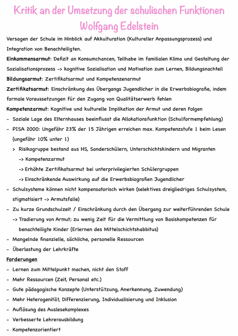 -
Funktionen von Schule nach Fend
Wir leben in einer Leistungs- und Wissensgesellschaft, in welcher der schulischen Bildung
ein hoher Stelle