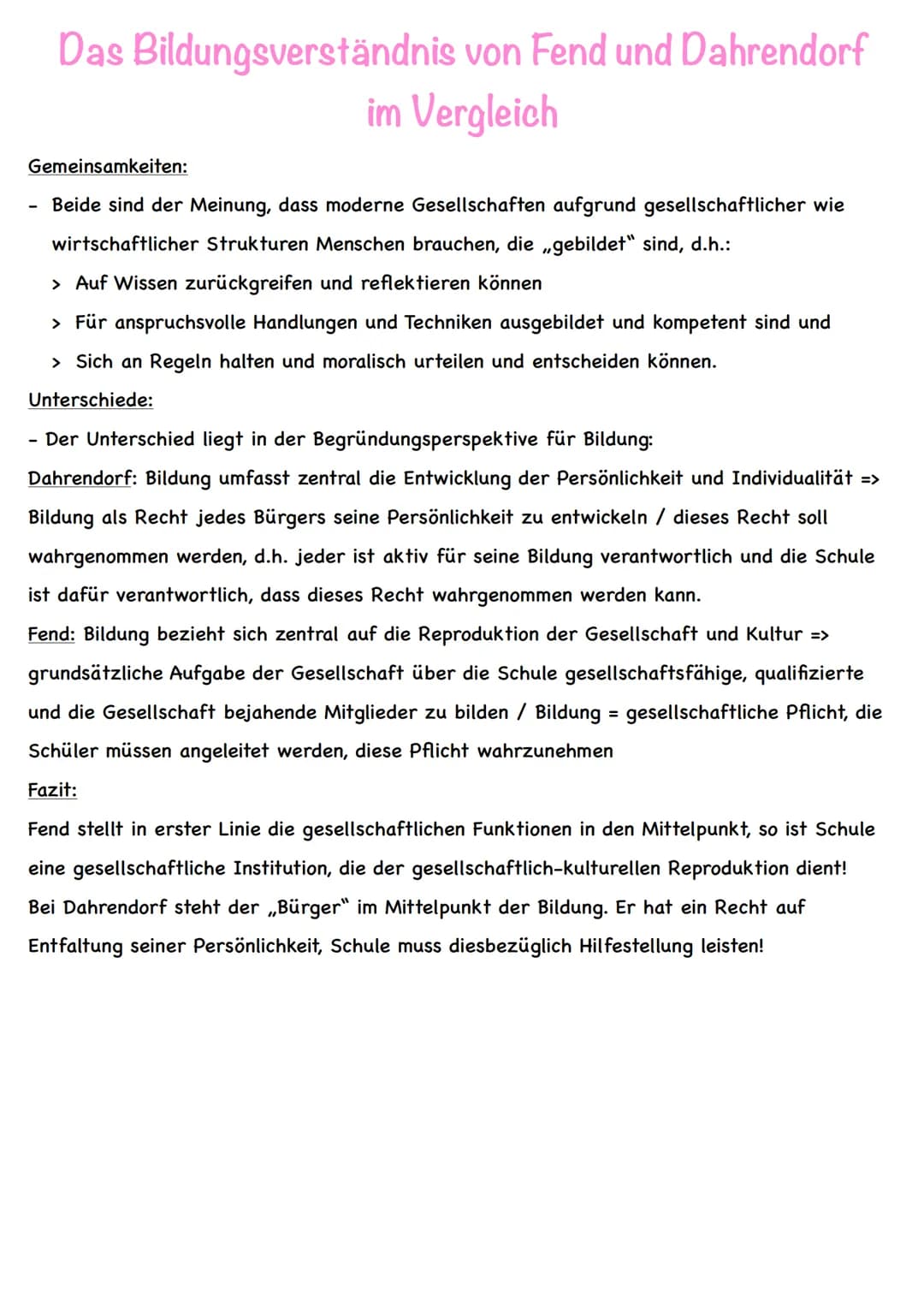 -
Funktionen von Schule nach Fend
Wir leben in einer Leistungs- und Wissensgesellschaft, in welcher der schulischen Bildung
ein hoher Stelle
