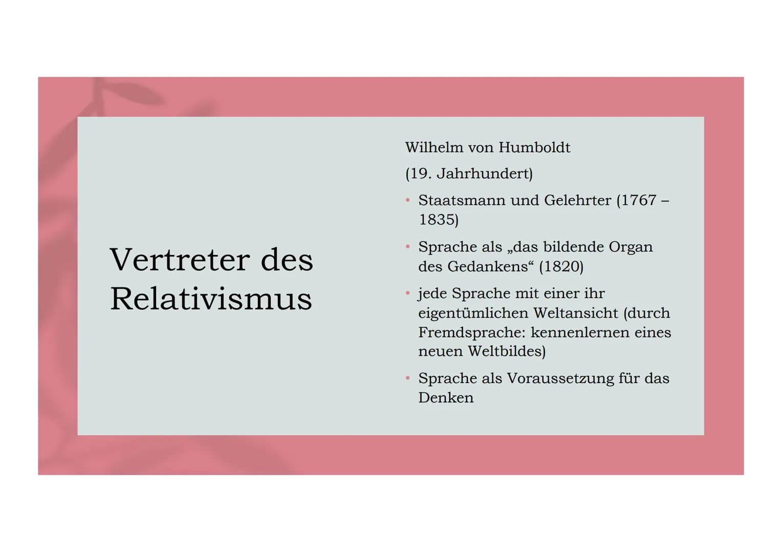 Sprache. Denken:
Wirklichkeit..
Die Denkschulen der Universalisten
und der Relativisten & die aktuellen
Auswirkungen
Präsentation von:
Wiebk