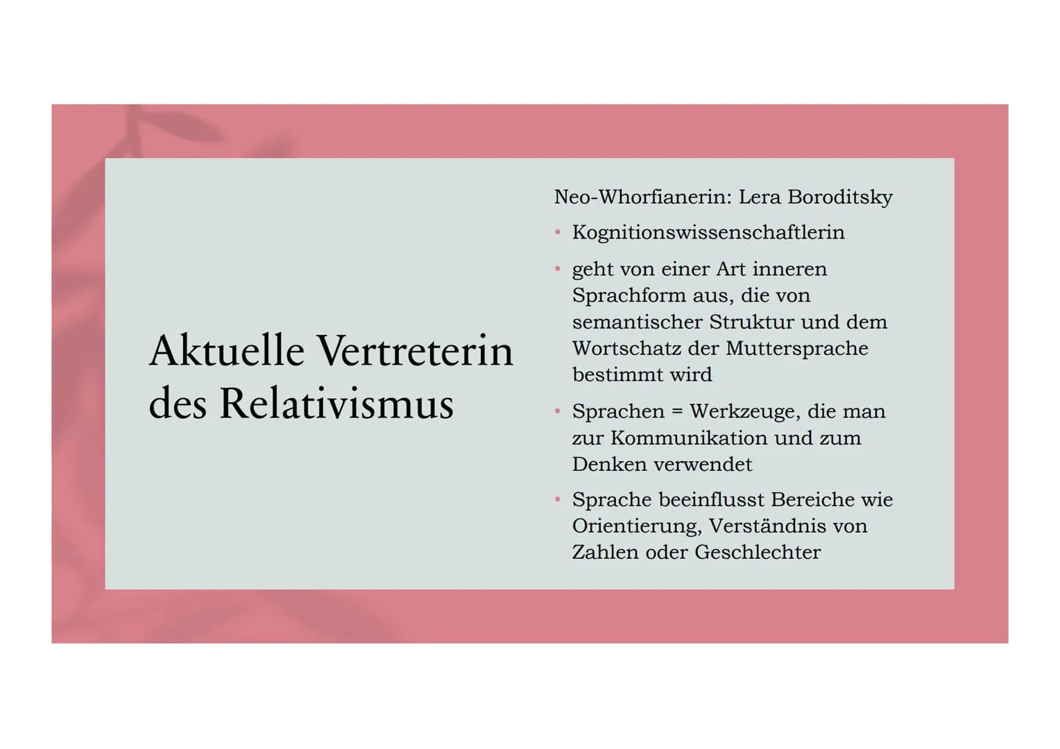 Sprache. Denken:
Wirklichkeit..
Die Denkschulen der Universalisten
und der Relativisten & die aktuellen
Auswirkungen
Präsentation von:
Wiebk