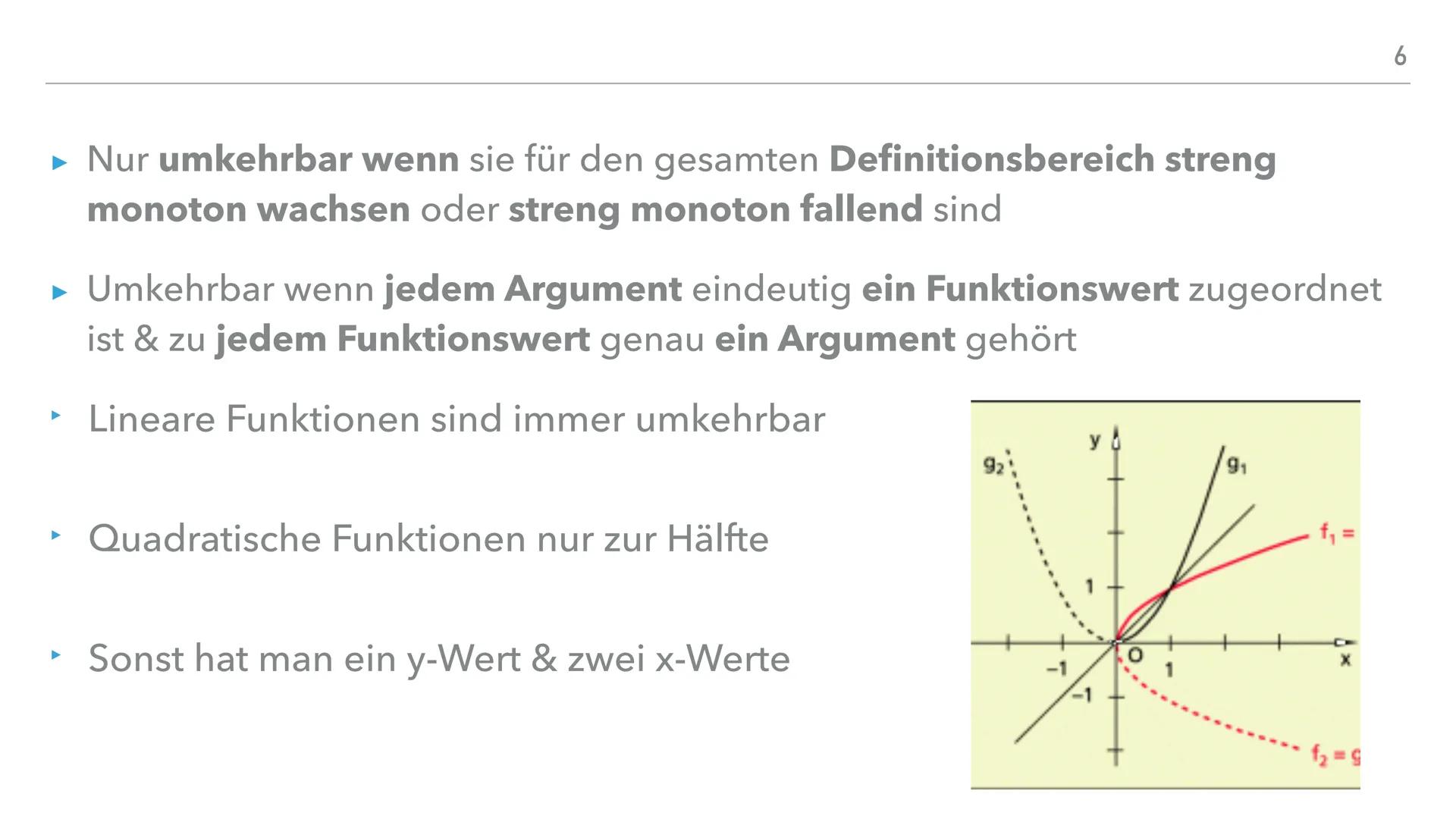 UMKEHRFUNKTIONEN INHALTSVERZEICHNIS

- Was ist eine Umkehrfunktion?

- Wann ist eine Funktion umkehrbar?

- Wann wird die Umkehrfunktion gen