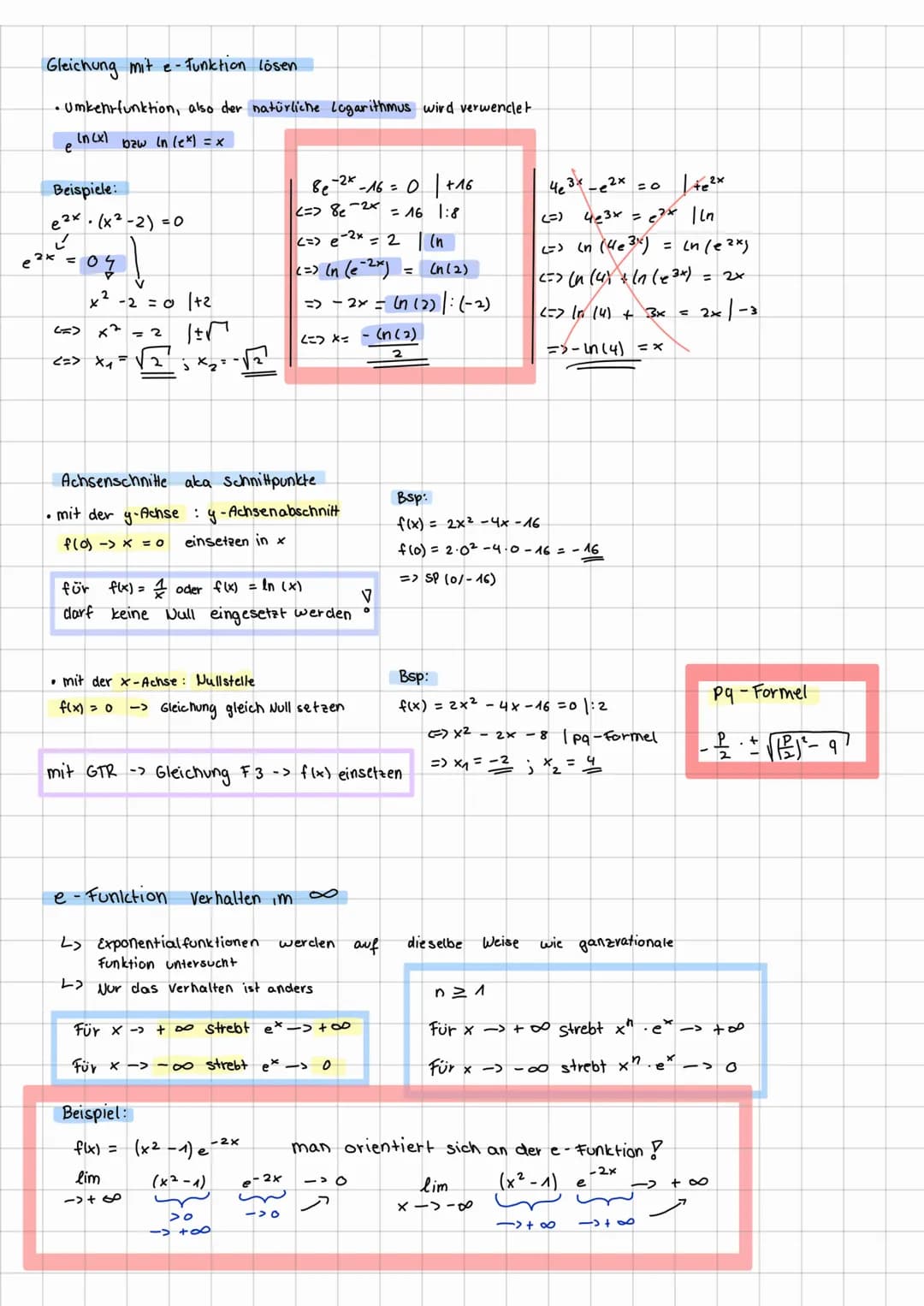 MATHE exponential-Funktionen
zur Basis a
f(x) = a* = ex in (a); a so
[eº = ^ ; e^² = e ; ex .ey = ex+y]
f(x) = ekt
f'(x)= k·ekk
F(x) =
1ekx
