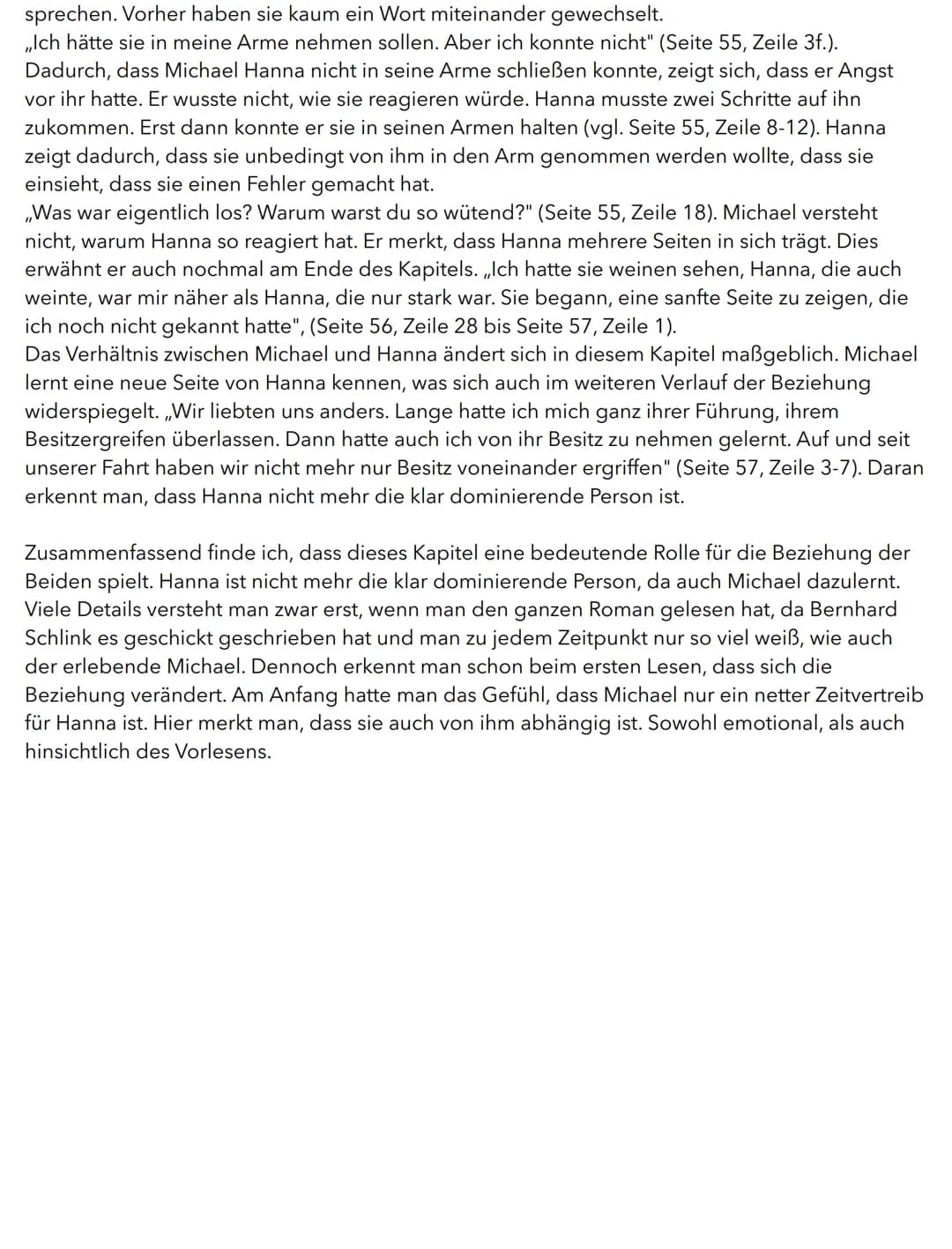 Der Roman ,,Der Vorleser" wurde 1995 vom Autor Bernhard Schlink veröffentlicht. Die
vorliegenden Seiten sind Seite 54 bis 57 im elften Kapit