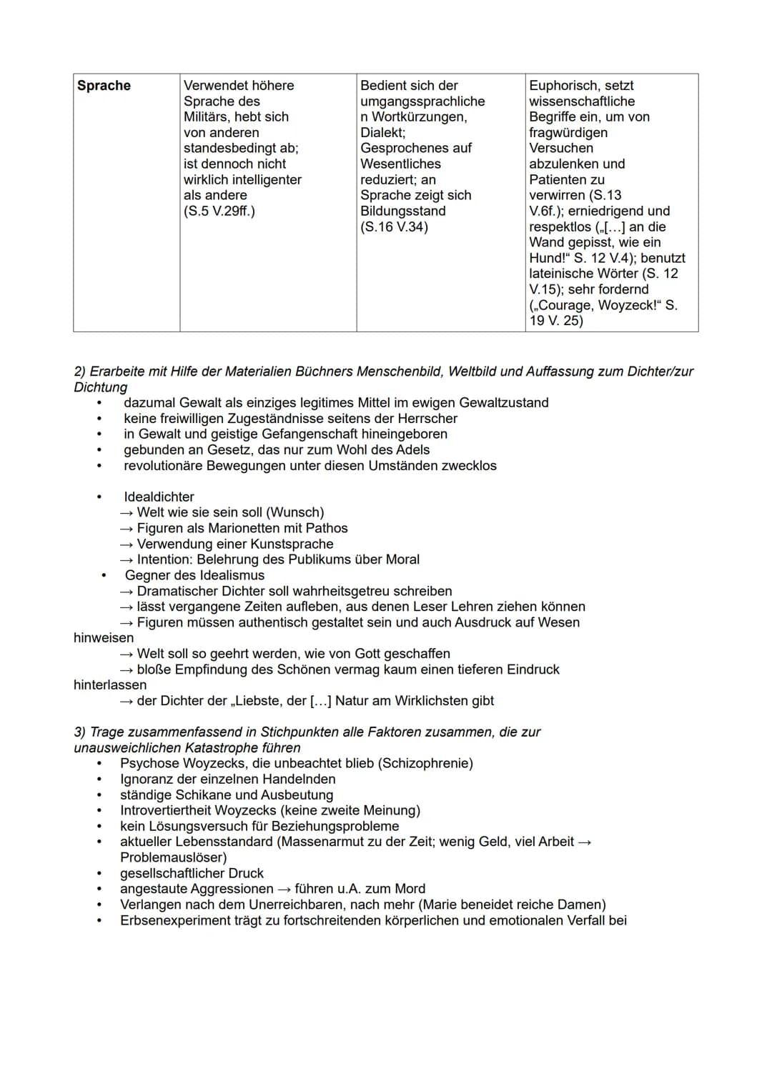 1) Tabelle umfassend ausfüllen (inkl. Belegen aus verschiedenen Szenen)
gesellschaftlic
he Stellung
Hauptmann
Mitglied des Militärs,
Leben i