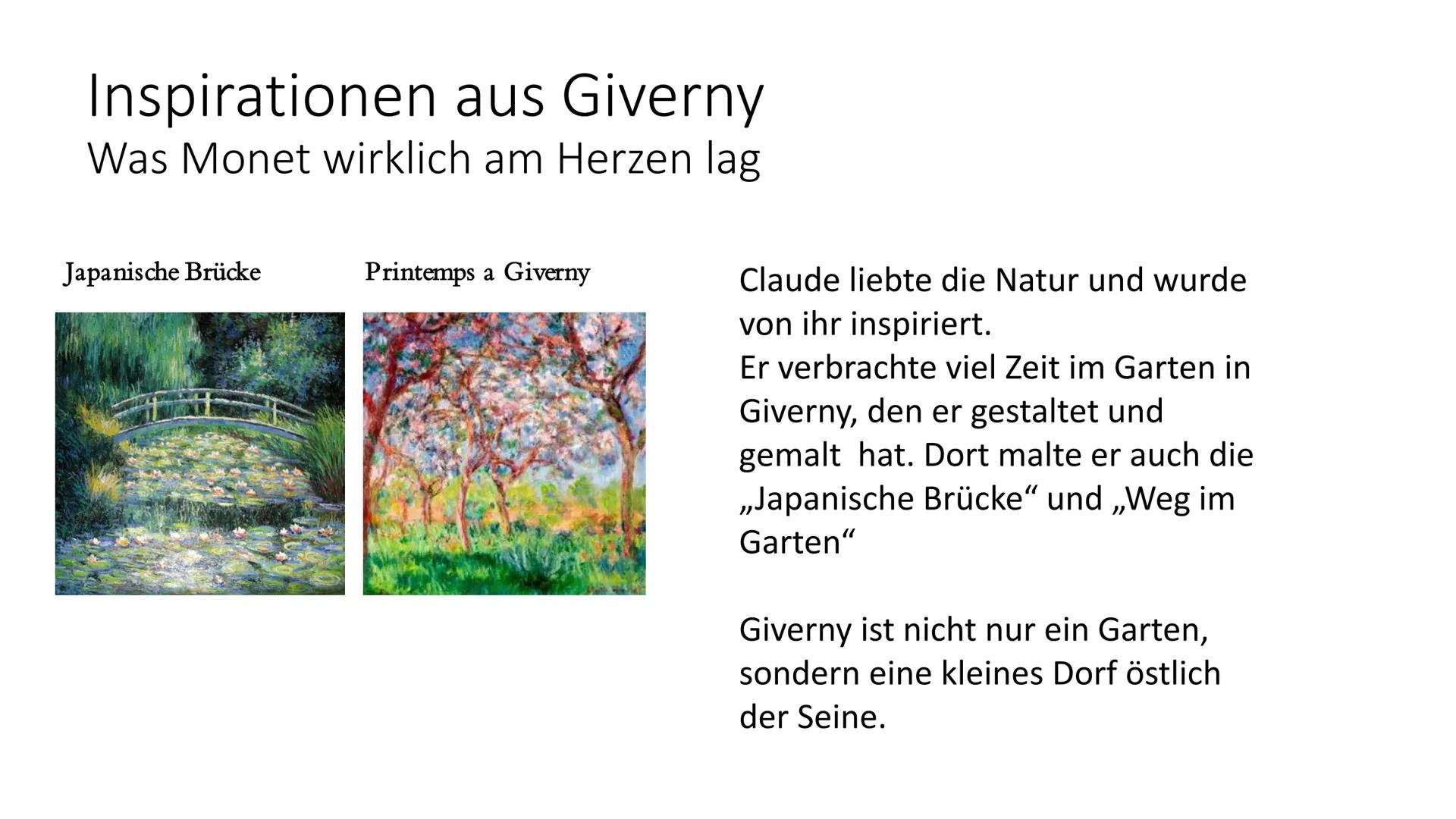 (Oscar)Claude Monet
Französischer Impressionist Weg im Garten Giverny (1902) Über Claude Monet
• Am 14. November 1840 in Paris geboren
• t 5