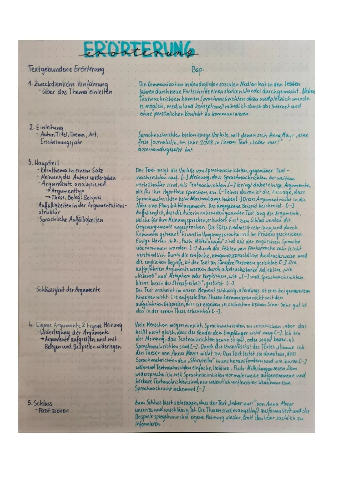 Textgebundene Erörterung.
1. Zweckdienliche Hinführung
-über das Thema einleiten.
2. Einleitung.
EROREERUNG
- Autor, Titel, Thema, Art,
Ersc