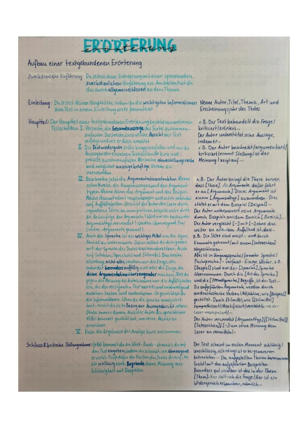 Textgebundene Erörterung.
1. Zweckdienliche Hinführung
-über das Thema einleiten.
2. Einleitung.
EROREERUNG
- Autor, Titel, Thema, Art,
Ersc