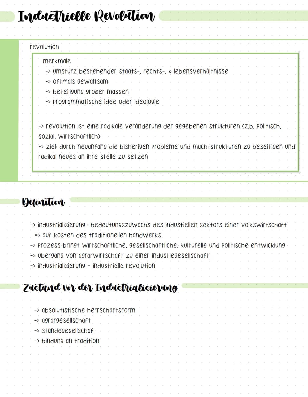 Industrielle Revolution
revolution
merkmale
-> umsturz bestehender Staats-, rechts-, & lebensverhältnisse
-> oftmals gewaltsam
-> beteiligun