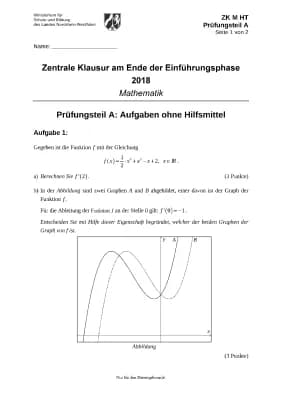 Know Zentrale Klausur EF Mathematik  thumbnail