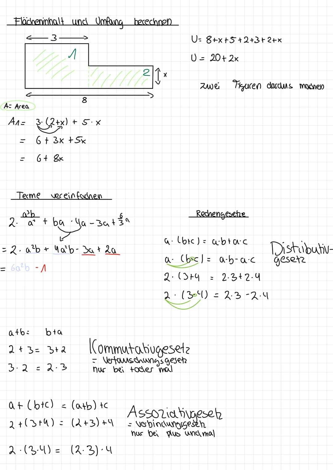 Terme mit Variablen vereinfachen:
2x + 3x = 5x
2x + 3y + 4x + 7y
10x - 179 + 3x
X + x + x + X
X
X
y
X
+9+y = 3.9.
· X
у
= 3x + 3.2
= 3x + 6
