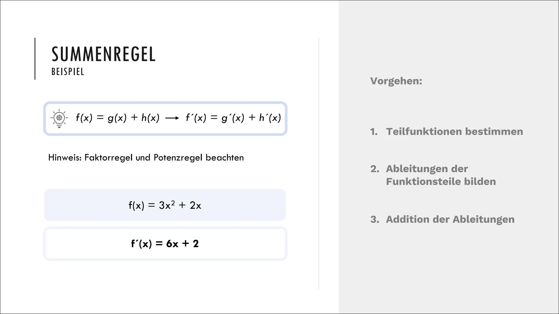 +x
| | ·|·
J
+-
X÷
REGELN ZUR ABLEITUNG
0-00
-0-0-0-
-00-0
0-00
Mathematik 5.
QUOTIENTEN-
REGEL
4.
EXPONENTIAL-
FUNKTIONEN
1.
SUMMEN-
/DIFFE