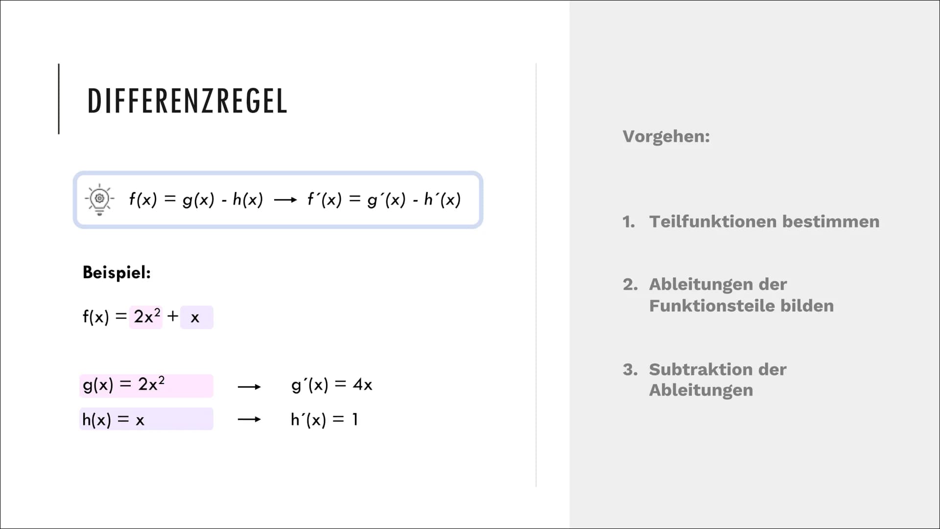 +x
| | ·|·
J
+-
X÷
REGELN ZUR ABLEITUNG
0-00
-0-0-0-
-00-0
0-00
Mathematik 5.
QUOTIENTEN-
REGEL
4.
EXPONENTIAL-
FUNKTIONEN
1.
SUMMEN-
/DIFFE