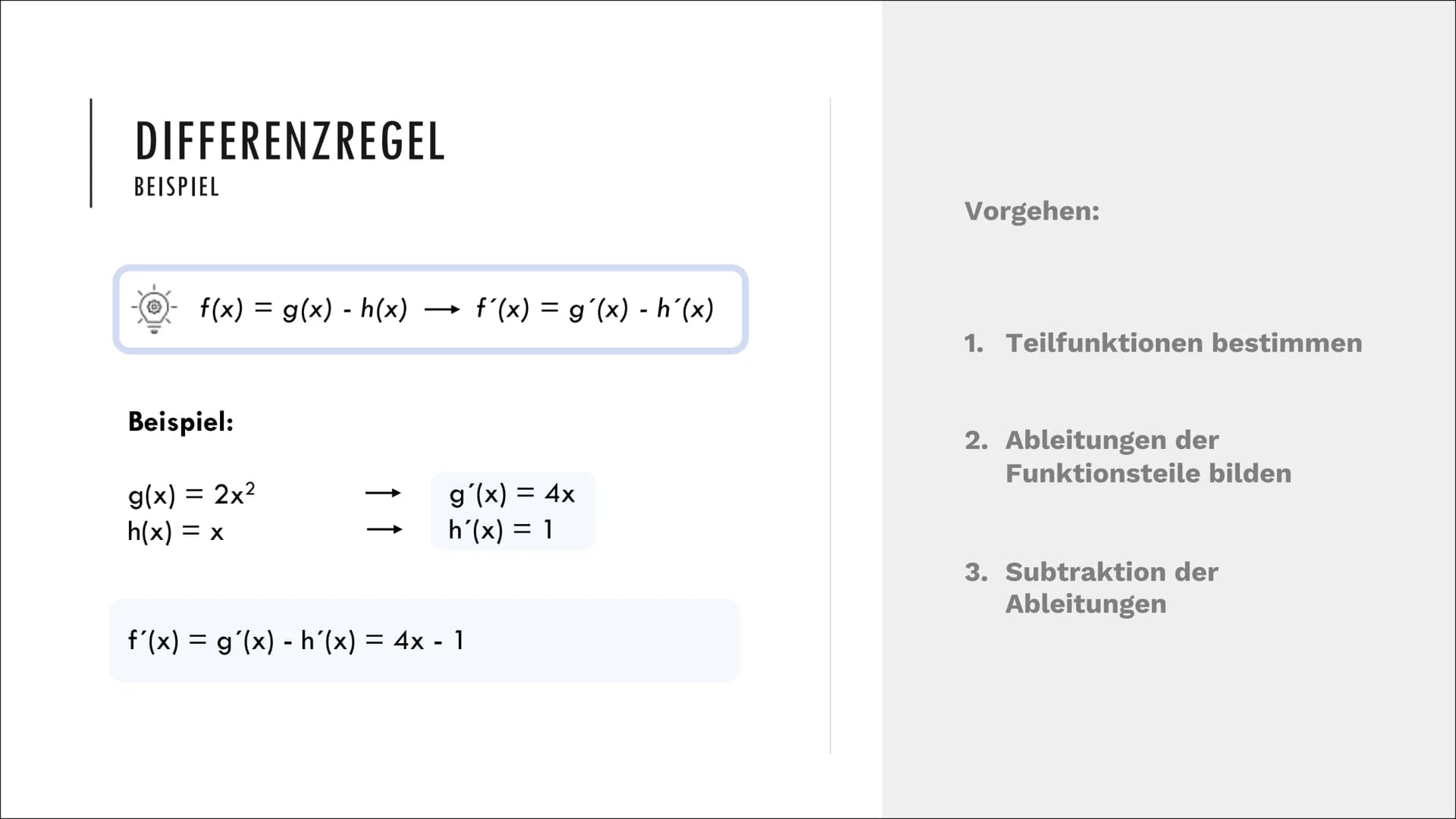 +x
| | ·|·
J
+-
X÷
REGELN ZUR ABLEITUNG
0-00
-0-0-0-
-00-0
0-00
Mathematik 5.
QUOTIENTEN-
REGEL
4.
EXPONENTIAL-
FUNKTIONEN
1.
SUMMEN-
/DIFFE