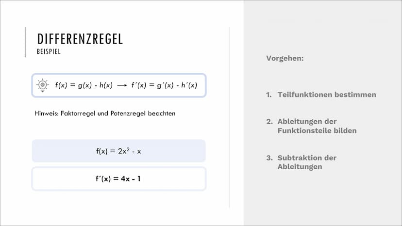 +x
| | ·|·
J
+-
X÷
REGELN ZUR ABLEITUNG
0-00
-0-0-0-
-00-0
0-00
Mathematik 5.
QUOTIENTEN-
REGEL
4.
EXPONENTIAL-
FUNKTIONEN
1.
SUMMEN-
/DIFFE