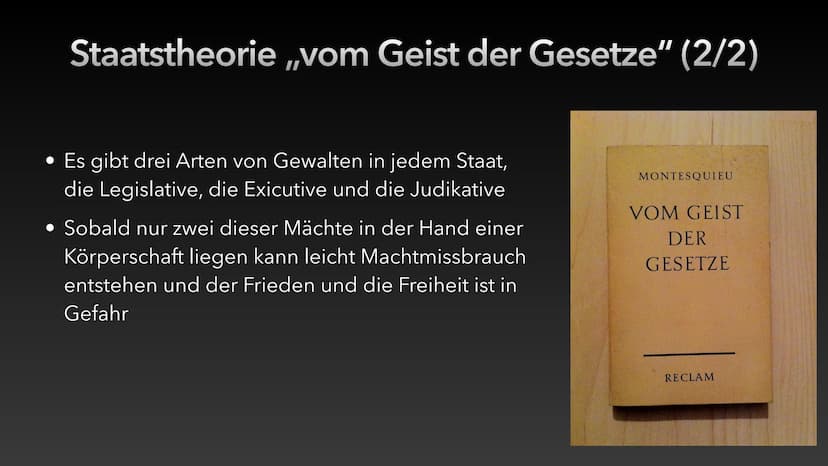 Gewaltenteilung nach
Montesquieu
Jonah Erbse den 05.01.2021 Gliederung
1. Geschichtliche Einordnung
• 2. Biografie
• 3. Staatstheorie ,,vom 