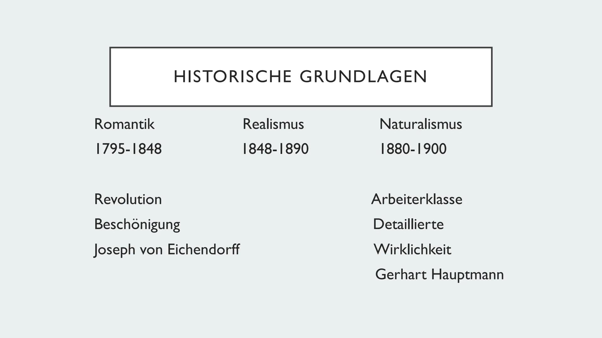 REALISMUS
Marijke Vervoort GLIEDERUNG
• Historische Grundlagen
• Historische Grundlagen Realismus
●
Veränderung 19. Jahrhundert
• Menschenbi