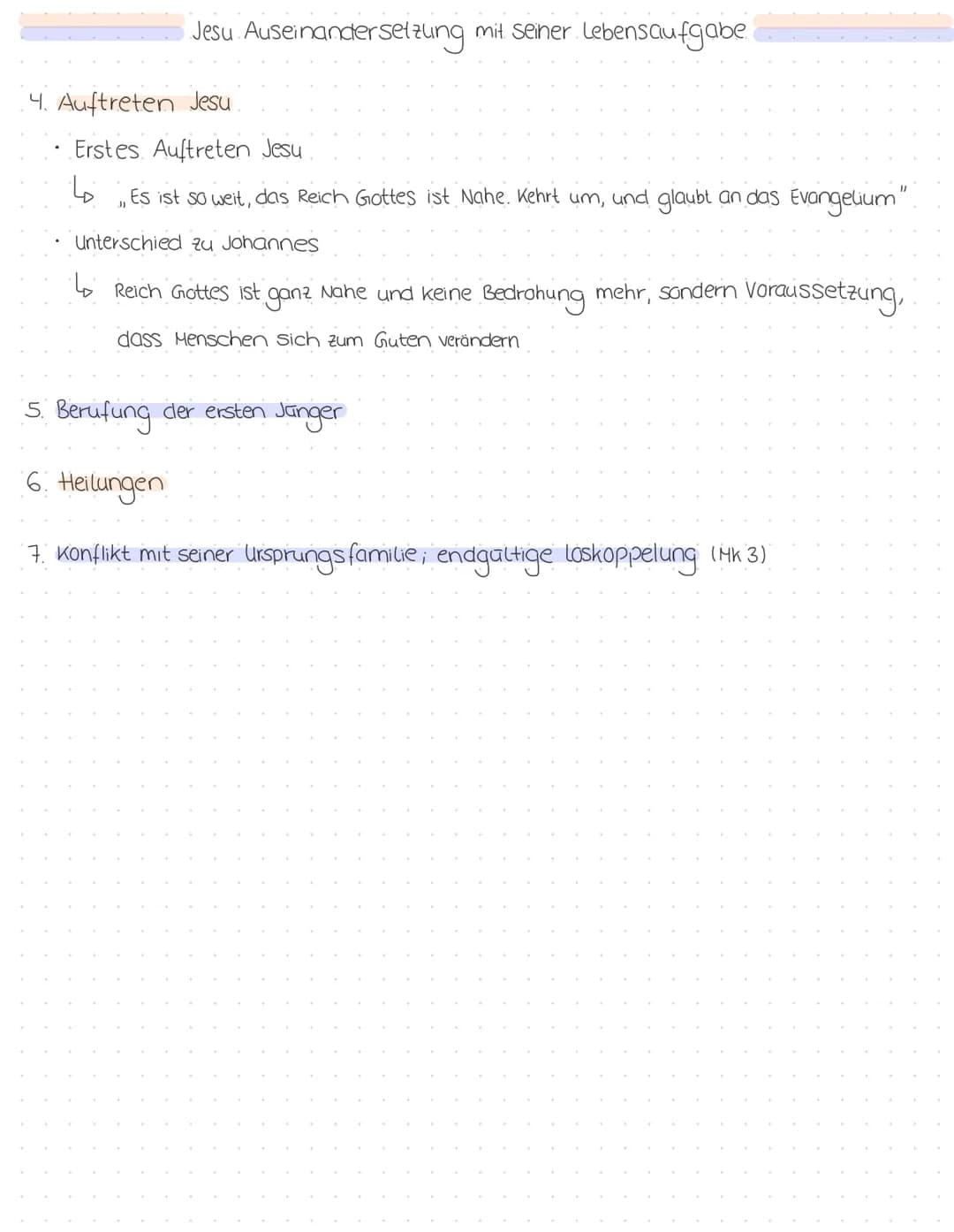 Jesu.
Auseinandersetzung mit seiner lebensaufgabe (nach Mk 1.)
1. Auftreten Johannes cles Täufers:
Lehre des Johannes
lö
,,Kehrt um, denkt u
