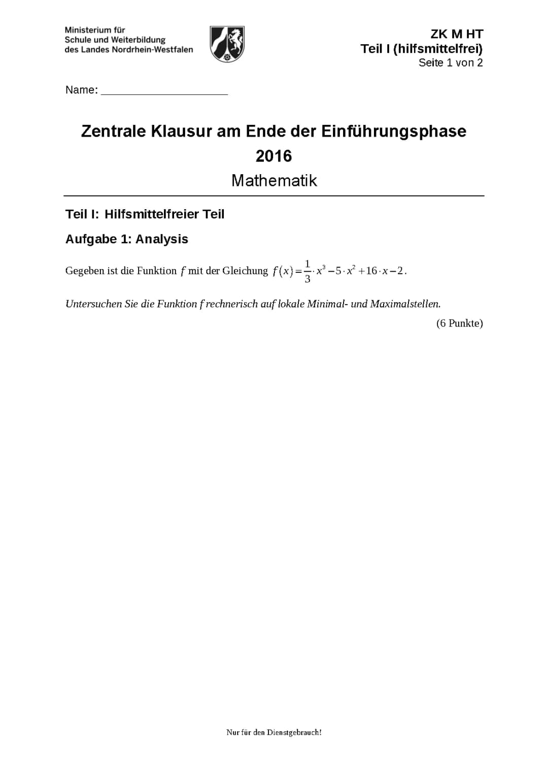 Zentrale Klausur EF