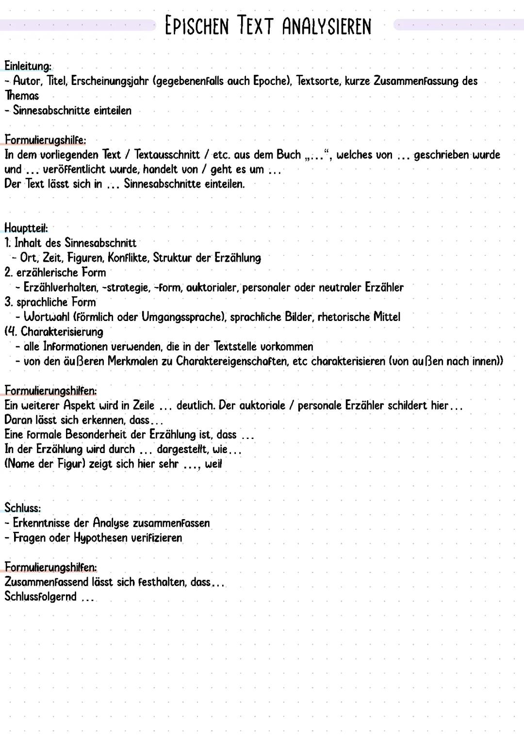 Epischen Text analysieren leicht gemacht