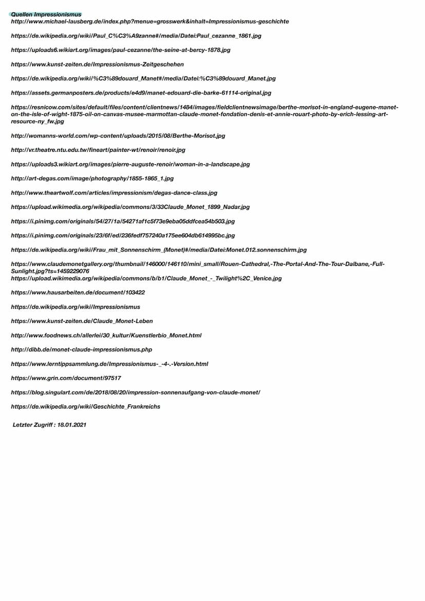 IMPRESSIONISMUS
JASMIN ERK A22DE1 14:58 Dienstag 19. Jan.
Notizen
Stichpunkte
1. Zeitliche Einteilung
• Entwicklung von Wirtschaftsform und 