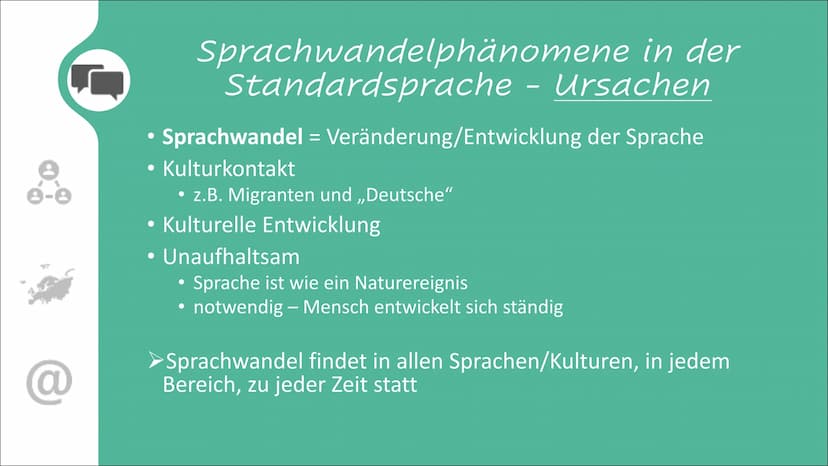 Sprachvarietäten und ihre
gesellschaftliche Bedeutung @
Sprachwandelphänomene in der Standardsprache
Soziolekte
Dialekte
Medieneinflüsse auf