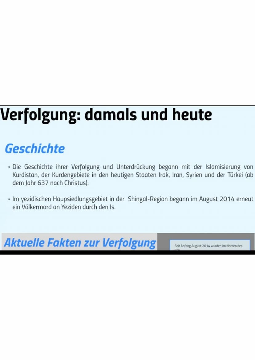 
<p>Die Yeziden sind eine kurdisch sprechende religiöse Minderheit, die im nördlichen Irak, im Nordosten Syriens, dem Südosten der Türkei un