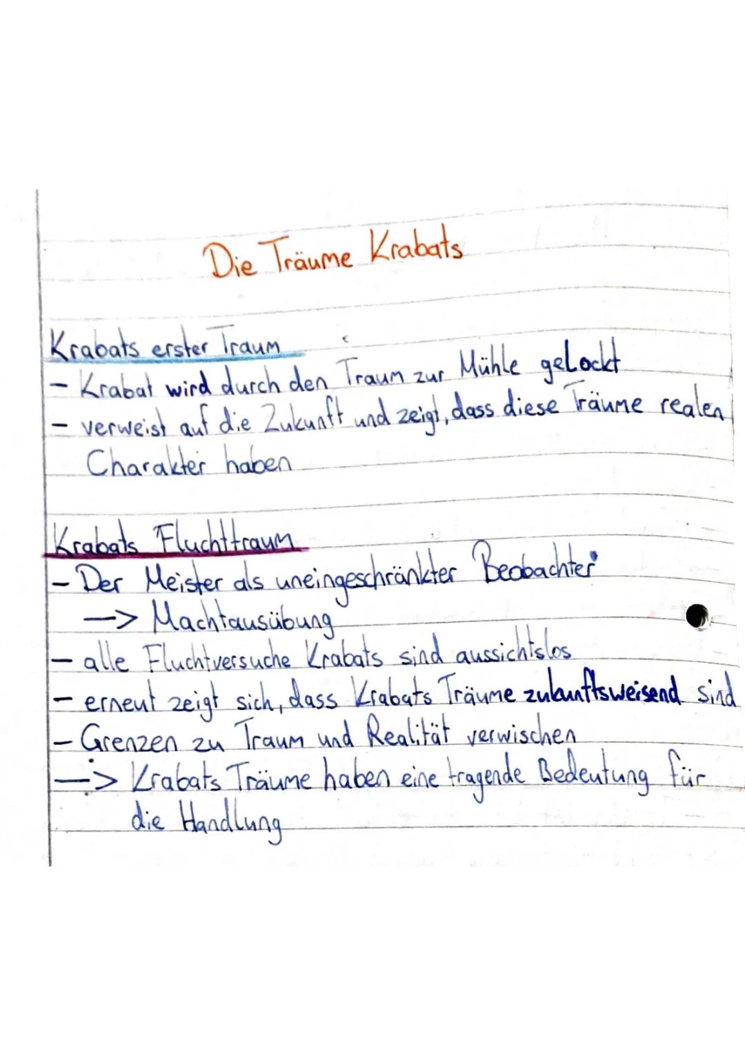 Krabats Träume und Fluchtträume - Klassenarbeit und Zusammenfassung