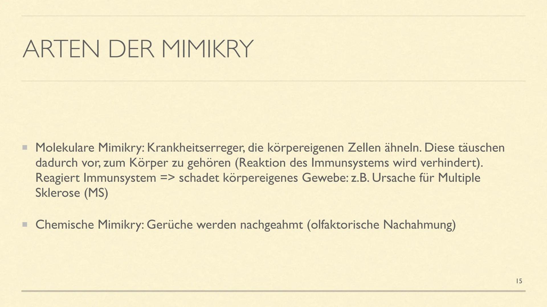 MIMESE & MIMIKRY
Formen der Tarnung INHALTSVERZEICHNIS
■ Mimese Definition
Drei Arten der Mimese + Beispiele
▪ Mimikry Definition
Arten der 